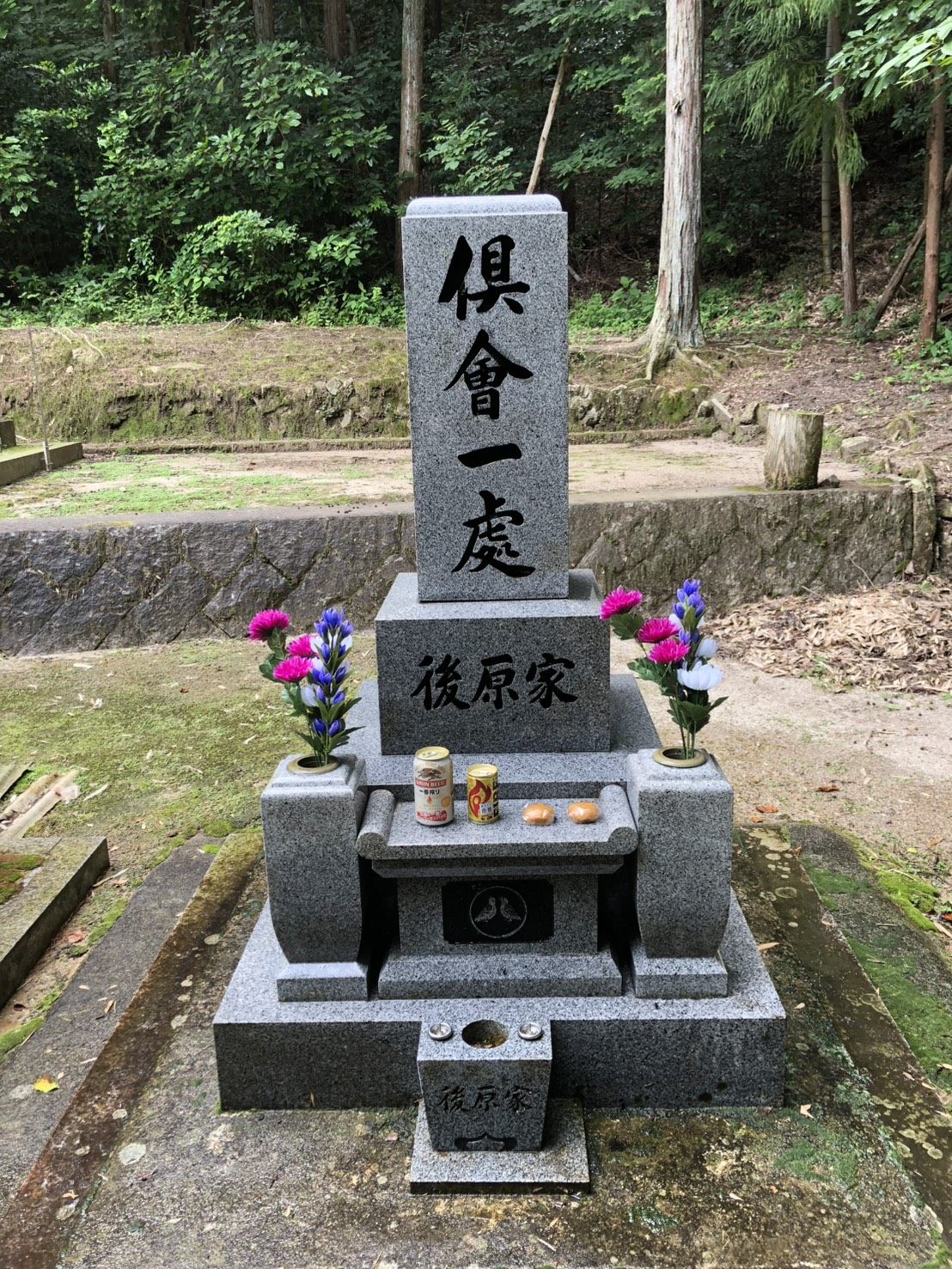 お花とお供えをした、実家のお墓